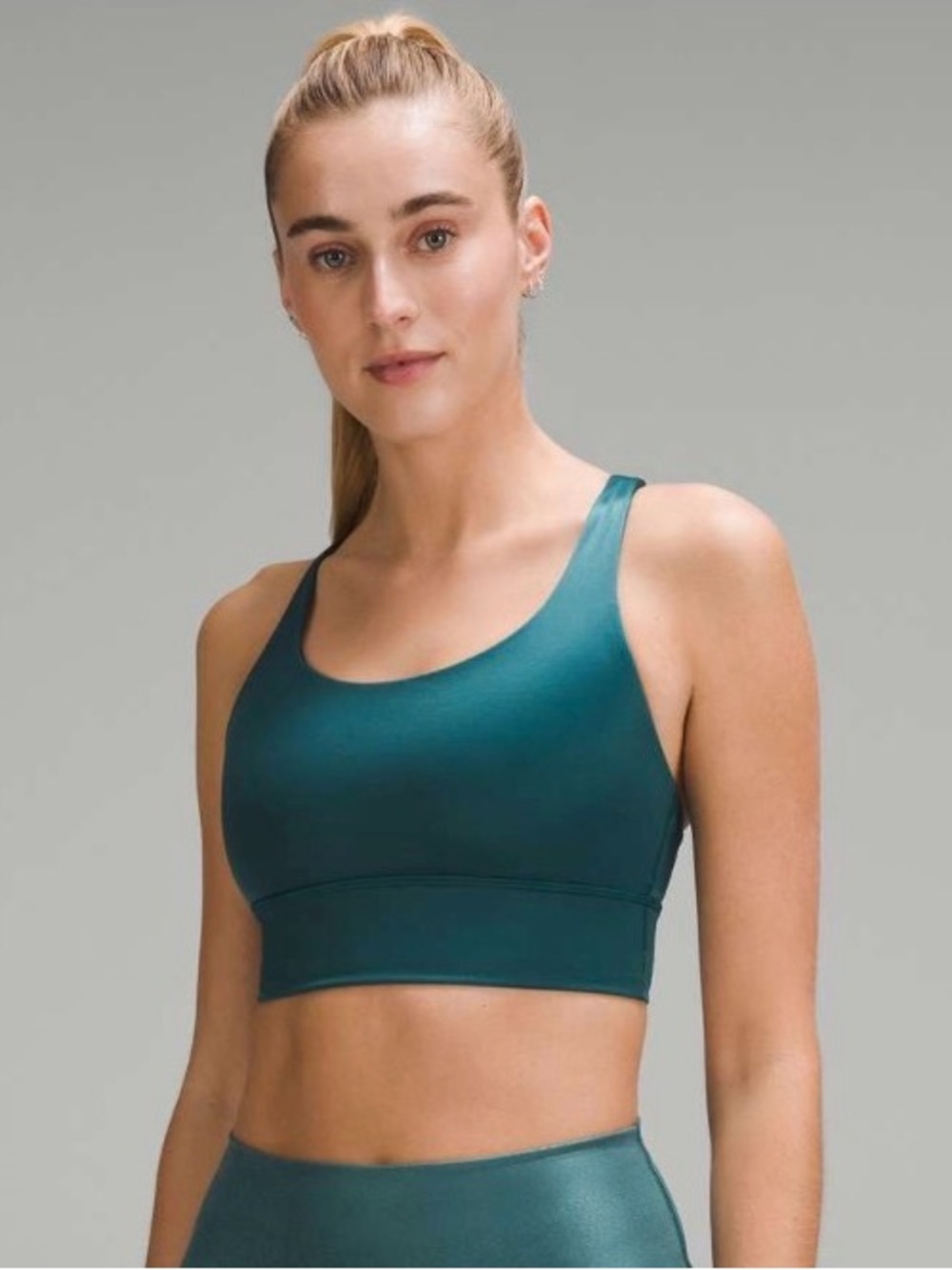 #142 Lululemon Energy Longline Bra *Foil Storm Teal B-D Cups Size 4